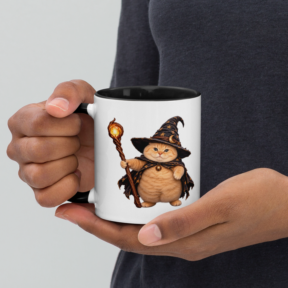 Witch Cat Mug with Color Inside · Black / 11 oz