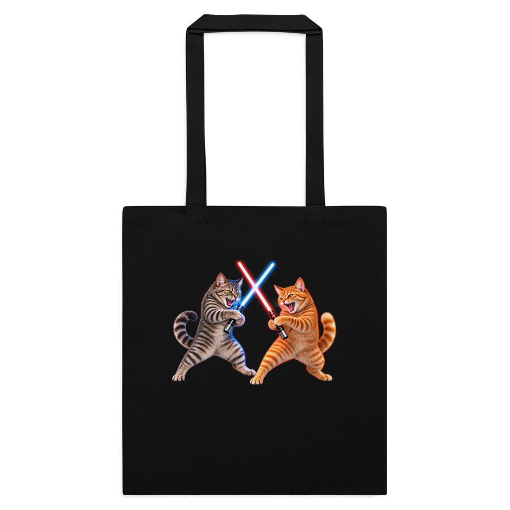 Cat Wars Cotton Color Tote Bag · Black / One size
