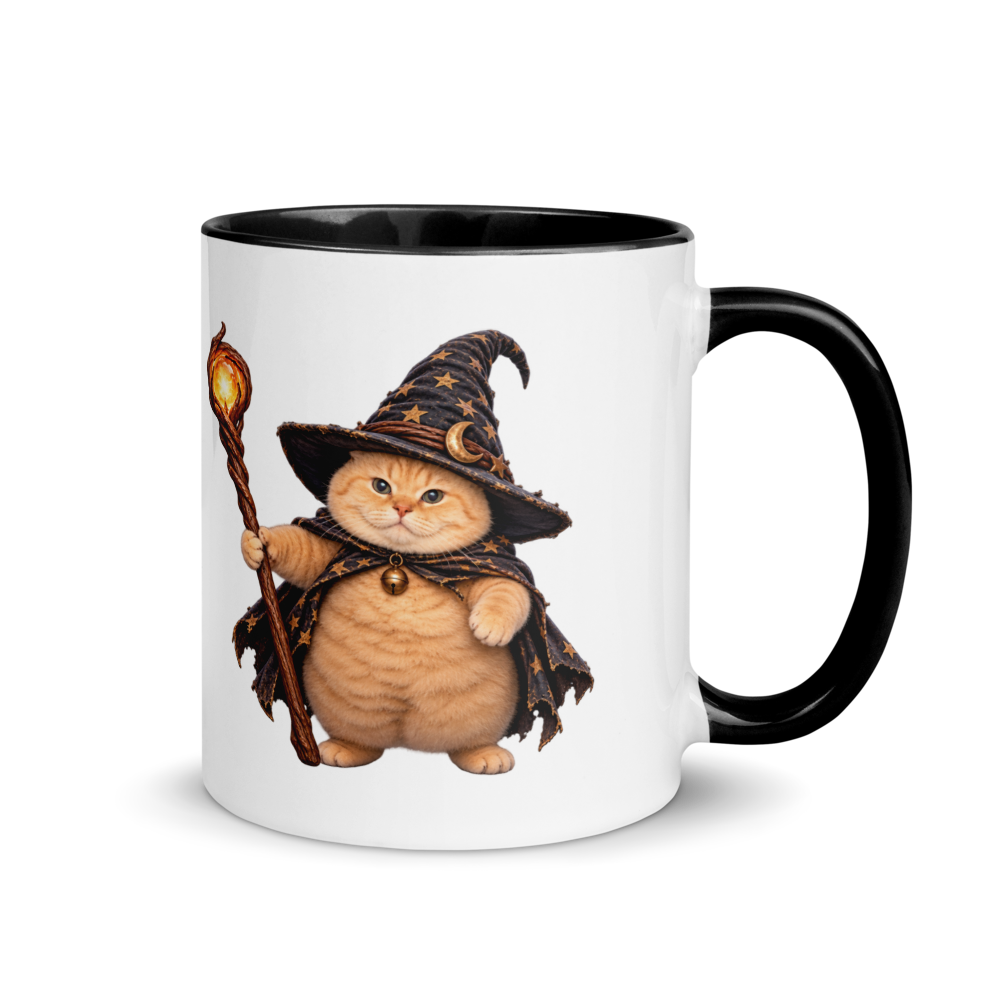 Witch Cat Mug with Color Inside · Black / 11 oz