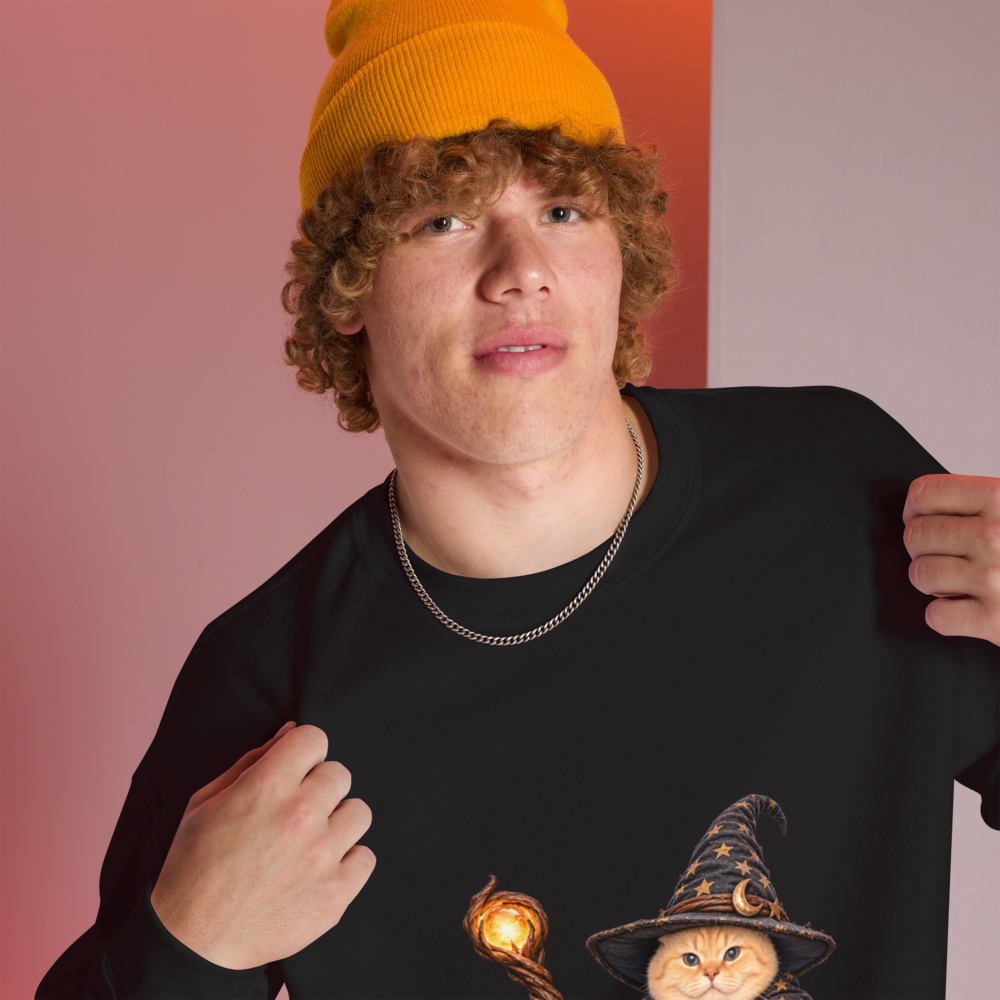 Witch Cat Sweatshirt · Unisex / Black / S